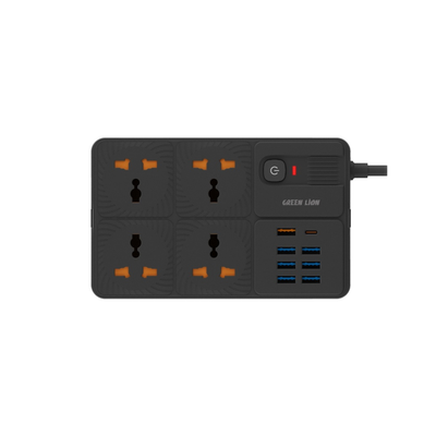 مقبس الطاقة Green Lion UK مزود بـ 7 منافذ USB-A ومنفذ PD واحد - أسود